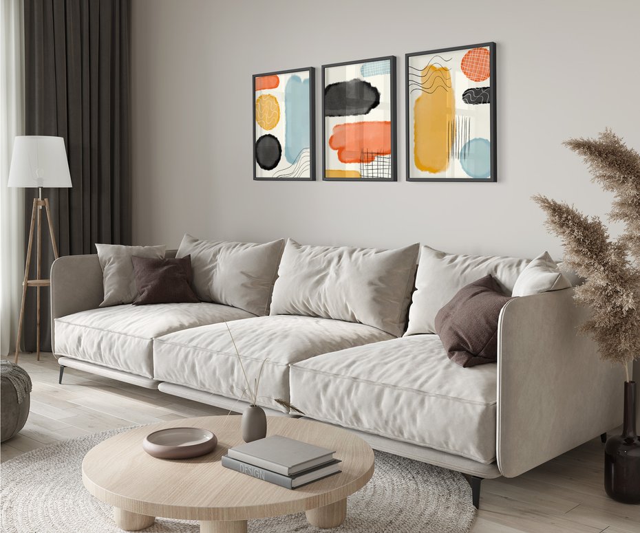 Zestaw obrazy w ramie 40x50 galeria - Abstrakcja, plamy, akwarela - rama czarna