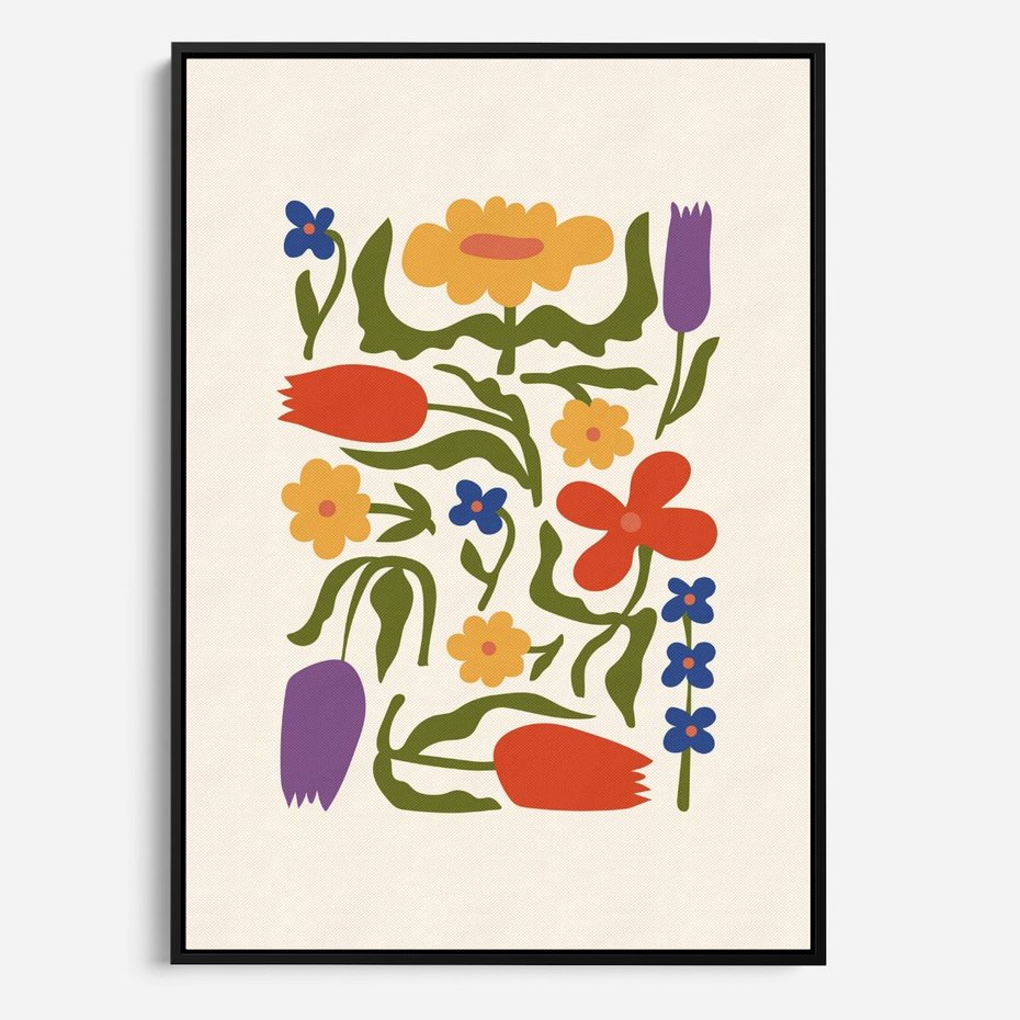 Obraz w ramie 50x70 - Minimalistyczna Harmonia - kwiaty, sztuka nowoczesna - rama czarna