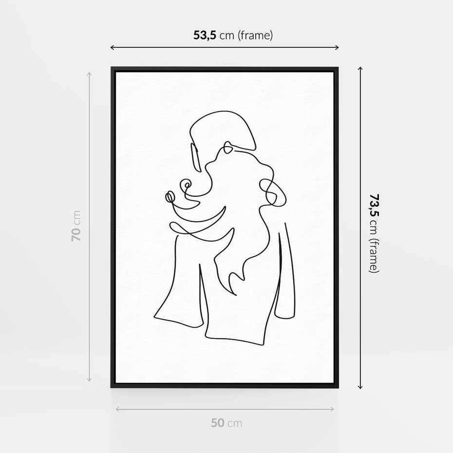 Obraz w ramie 50x70 - Zaklęte Linie - szkic kobiety, jedną linia - rama czarna