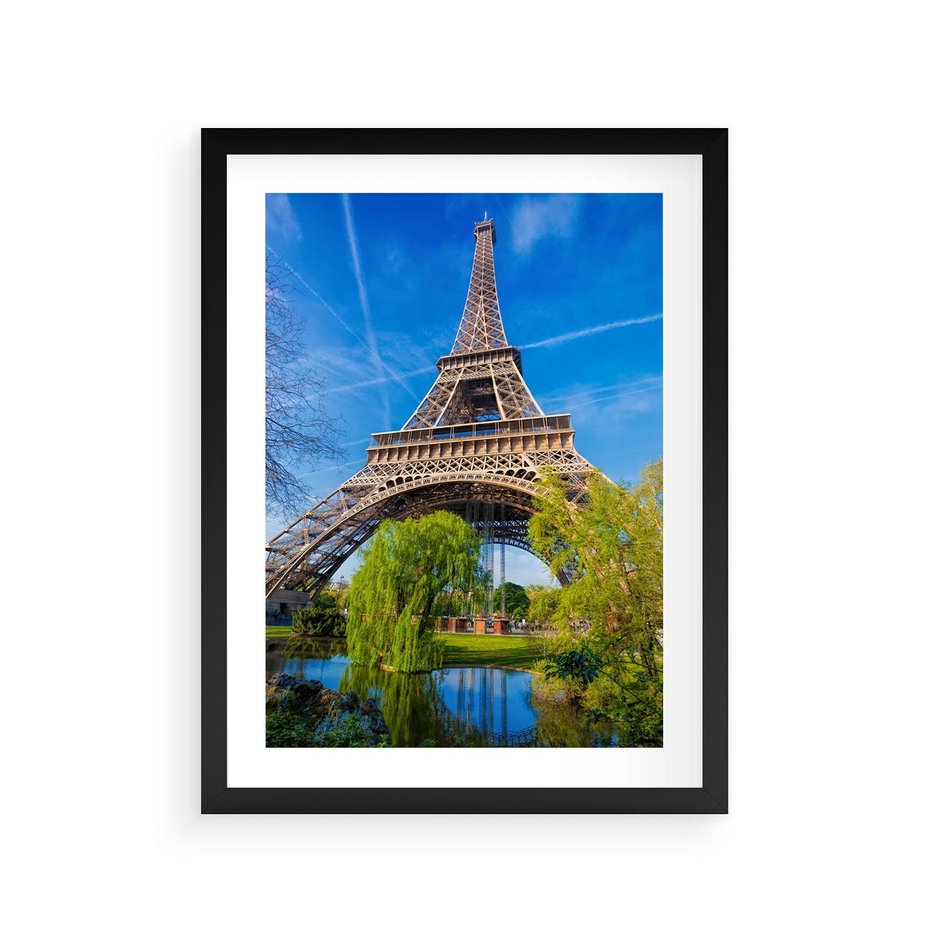 Plakat w ramie 30x40 - Wieża Eiffla w Paryżu - Eiffla, Paryż - rama czarna