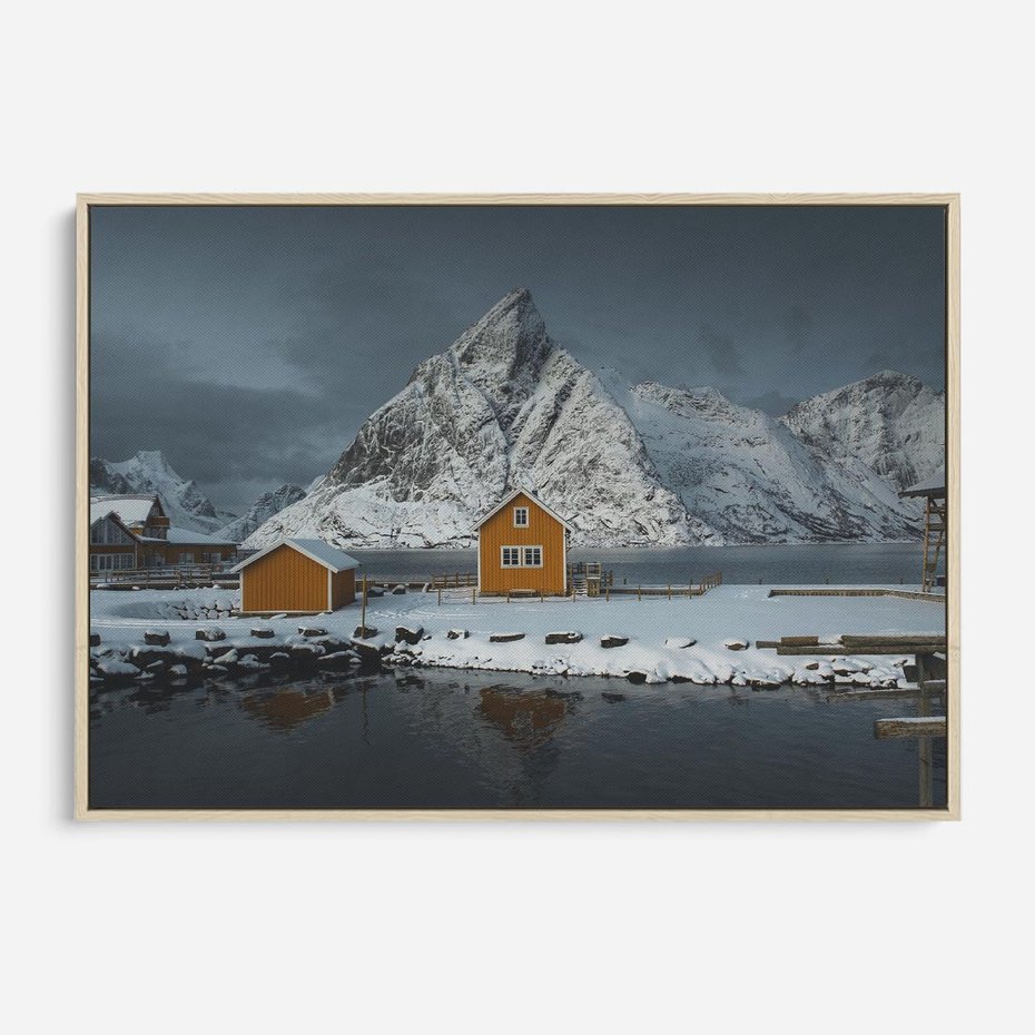 Obraz w ramie 120x80 - Minimalizm i Urok Natury - skandynawskie, domki - rama drewno