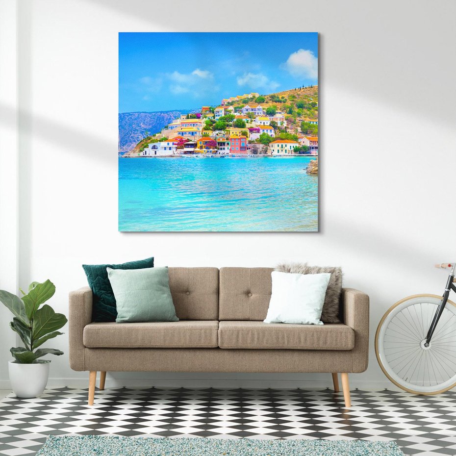 Obraz na płótnie 70x70 - Urok greckich wysp nad morzem - Grecja, morze