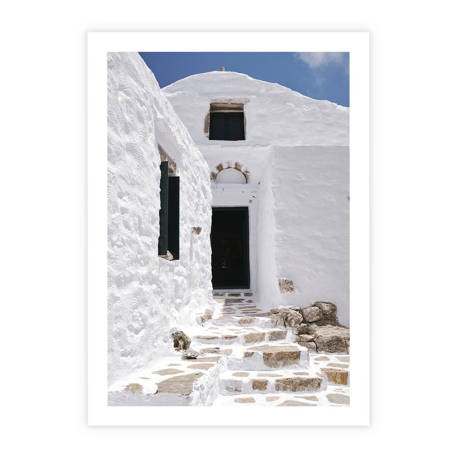 Plakat bez ramy 50x70 - Santorini - Grecja błękitem malowana - Santorini, Grecja