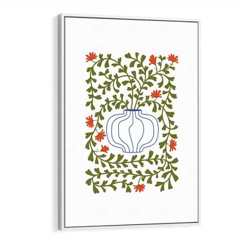 Obraz w ramie 70x100 - Wewnętrzne Fale - kwiaty w wazonie, minimalizm - rama biała