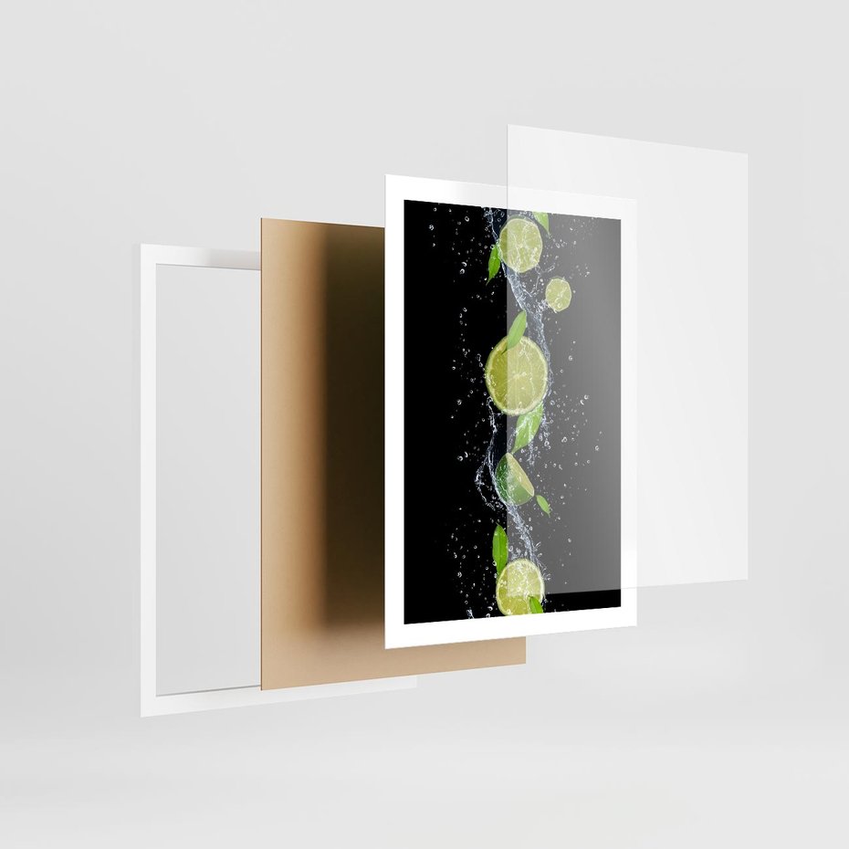 Plakat w ramie 50x70 - Świeżość Cytrusów - limonki, cytryny - rama biała