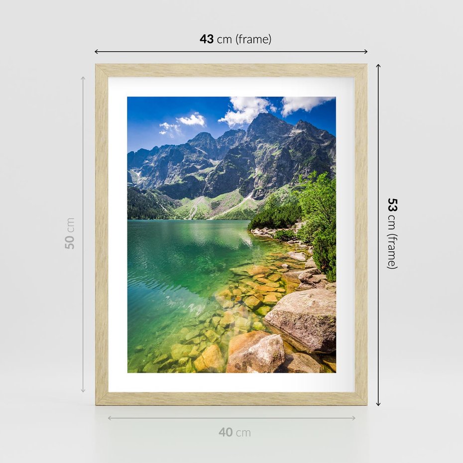 Plakat w ramie 40x50 - Mistyczne Połączenie - jezioro, góry - rama drewno