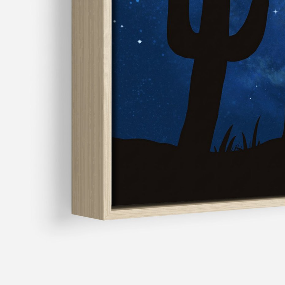 Obraz w ramie 70x100 - Nocne Tajemnice Pustyni - gwieździsta noc, granatowe niebo - rama drewno