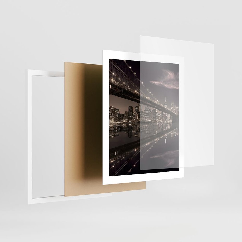 Plakat w ramie 40x50 - Most na nocnym horyzoncie - most, noc - rama biała