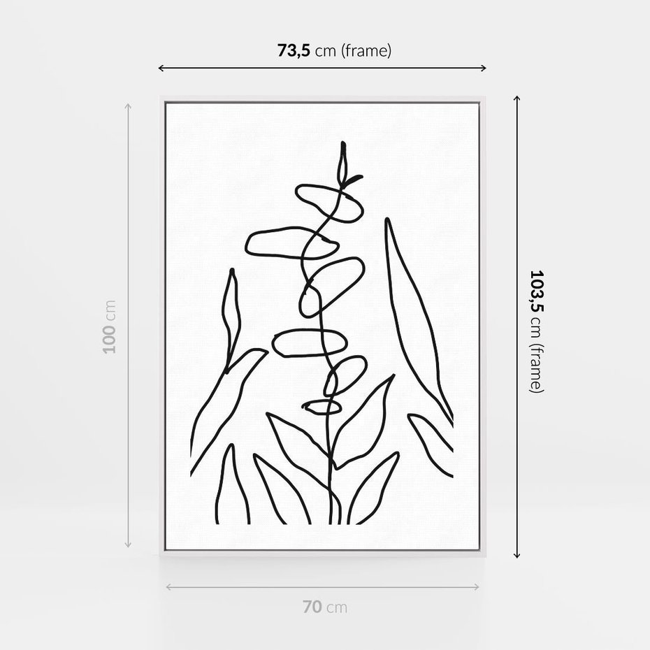 Obraz w ramie 70x100 - Konturem Naznaczone - mroczna sztuka, minimalizm - rama biała