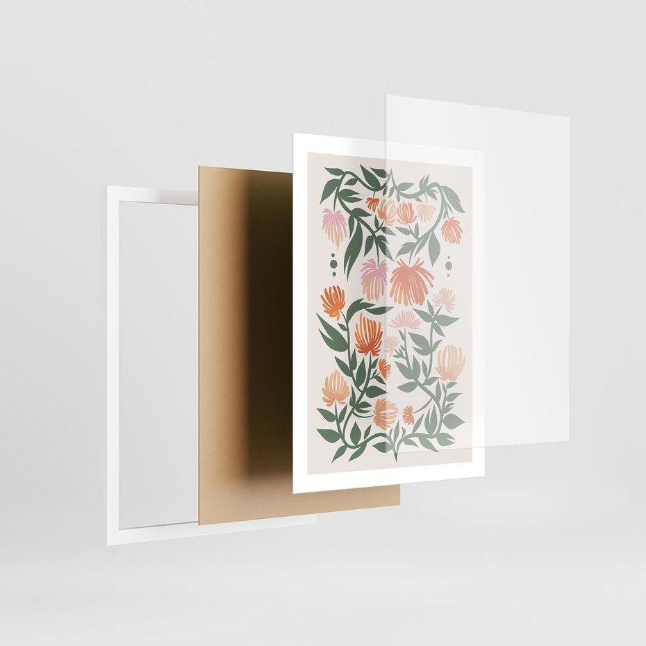 Plakat w ramie 50x70 - Kwiatowe Odbicia - kwiaty polne, plakat - rama biała