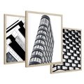 Zestaw obrazy w ramie 30x40 galeria - Architektura, tryptyk - rama drewno