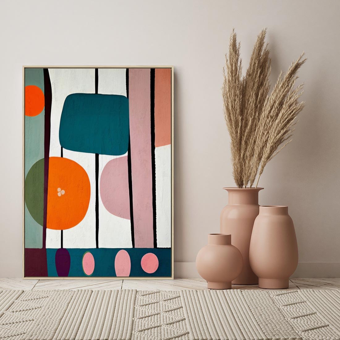 Obraz w ramie 50x70 - Migotliwa Aura Serca - abstrakcyjny obraz olejny, dziwne formy - rama drewno