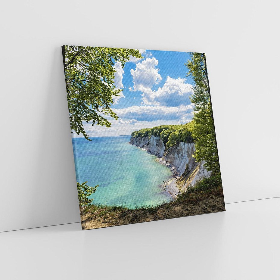 Obraz na płótnie 80x80 - Morze: siła skał na brzegu" - morze, skały