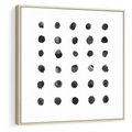 Obraz w ramie 80x80 - Boho Sztuka Wolości - minimalistyczny plakat, czarne kropki na białymtle - rama drewno