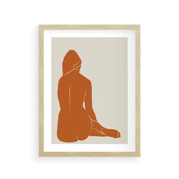 Plakat w ramie 50x70 - Kobieca Sylwetka w Stylu Modernistycznym - modernistyczny pakat, kobieca sylwetka - rama drewno