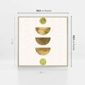 Obraz w ramie 50x50 - Harmonijne Odbicia - geometryczne złote kształty, tekstura - rama drewno