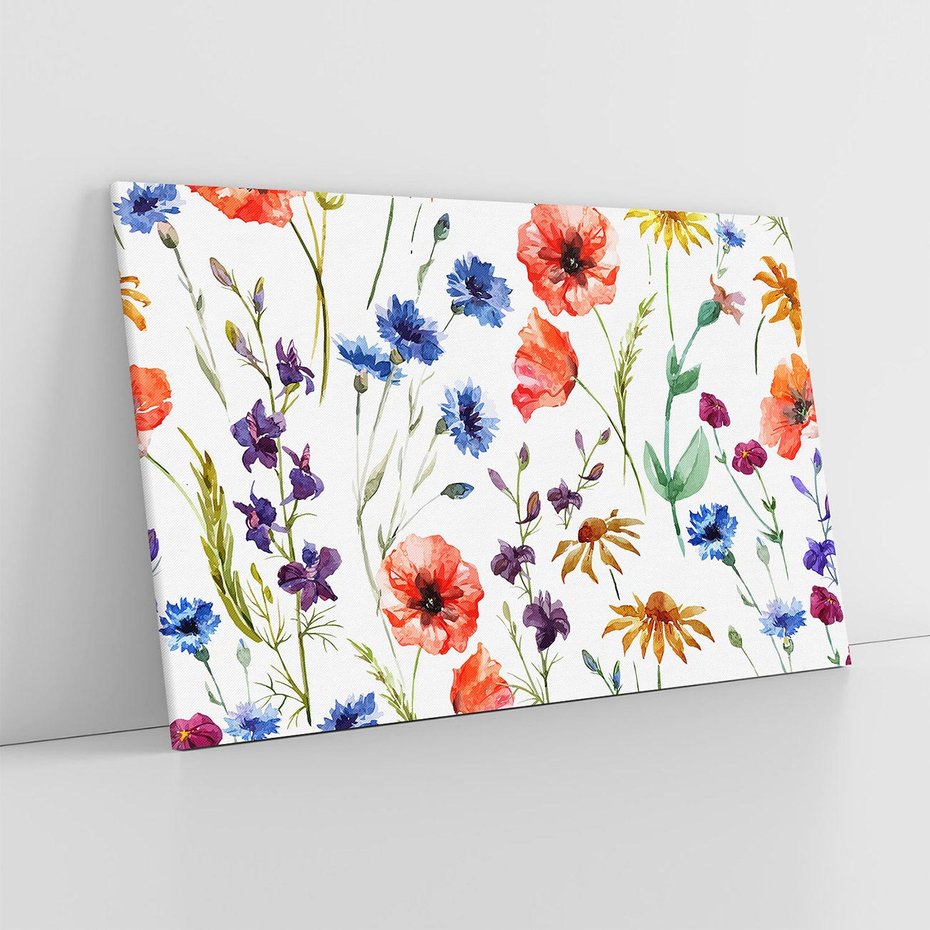 Obraz na płótnie 120x80 - Kwiatowe radości na łące - kwiaty, łączka