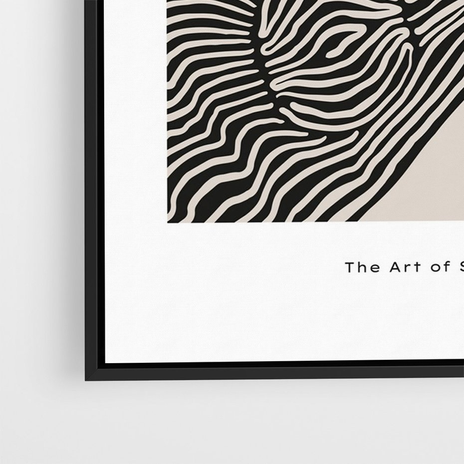 Obraz w ramie 70x100 - Wewnętrzne Zagadki Kształtów - sztuka minimalizmu, biało czarna rycina - rama czarna