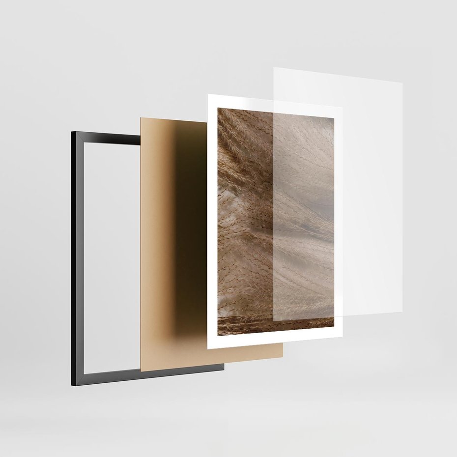 Plakat w ramie 50x70 - Pampasowy Brąz - suche trawy, trawa pampasowa - rama czarna