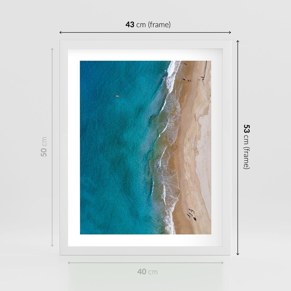 Plakat w ramie 40x50 - Spokój nad morzem - morze, plaża - rama biała