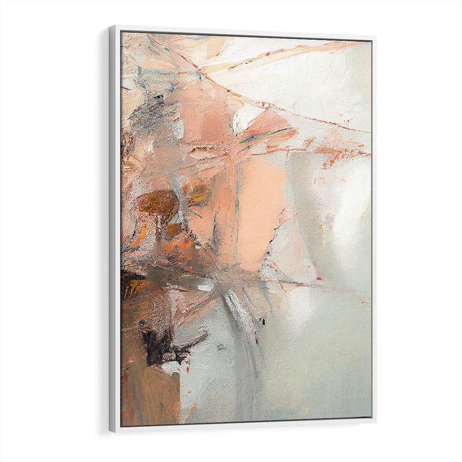 Obraz w ramie 80x120 - Taniec księżycowego pyłu - abstrakcja, tekstury farb - rama biała