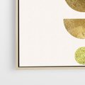 Obraz w ramie 50x50 - Harmonijne Odbicia - geometryczne złote kształty, tekstura - rama drewno