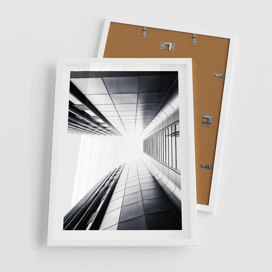 Plakat w ramie 50x70 - Architektura o Prostych Formach - architektura, proste formy - rama biała