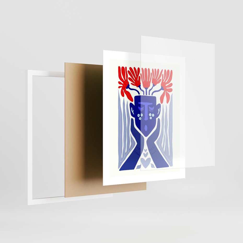 Plakat w ramie 40x50 - Nowoczesne Wcielenie Boho - etniczna maska, boho styl - rama biała