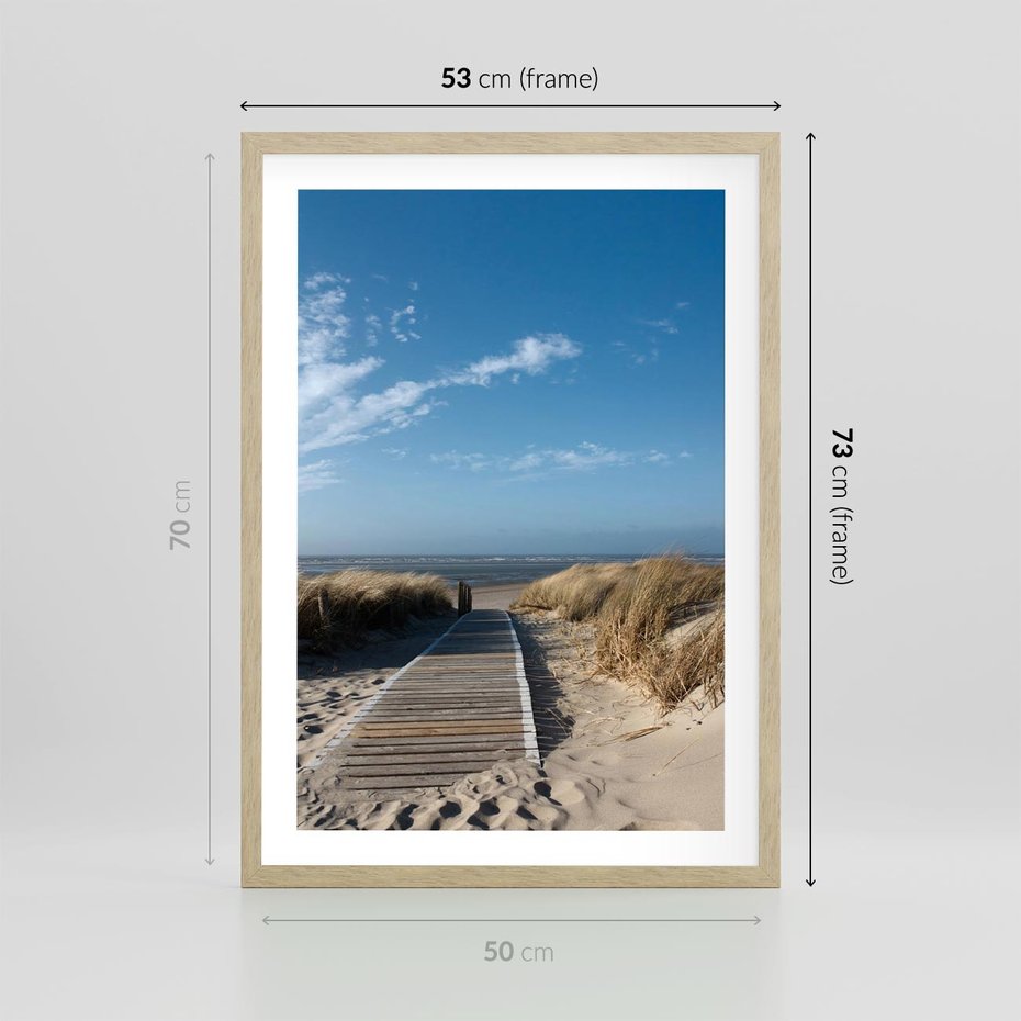 Plakat w ramie 50x70 - Boho na Plaży - plaża, pomost - rama drewno