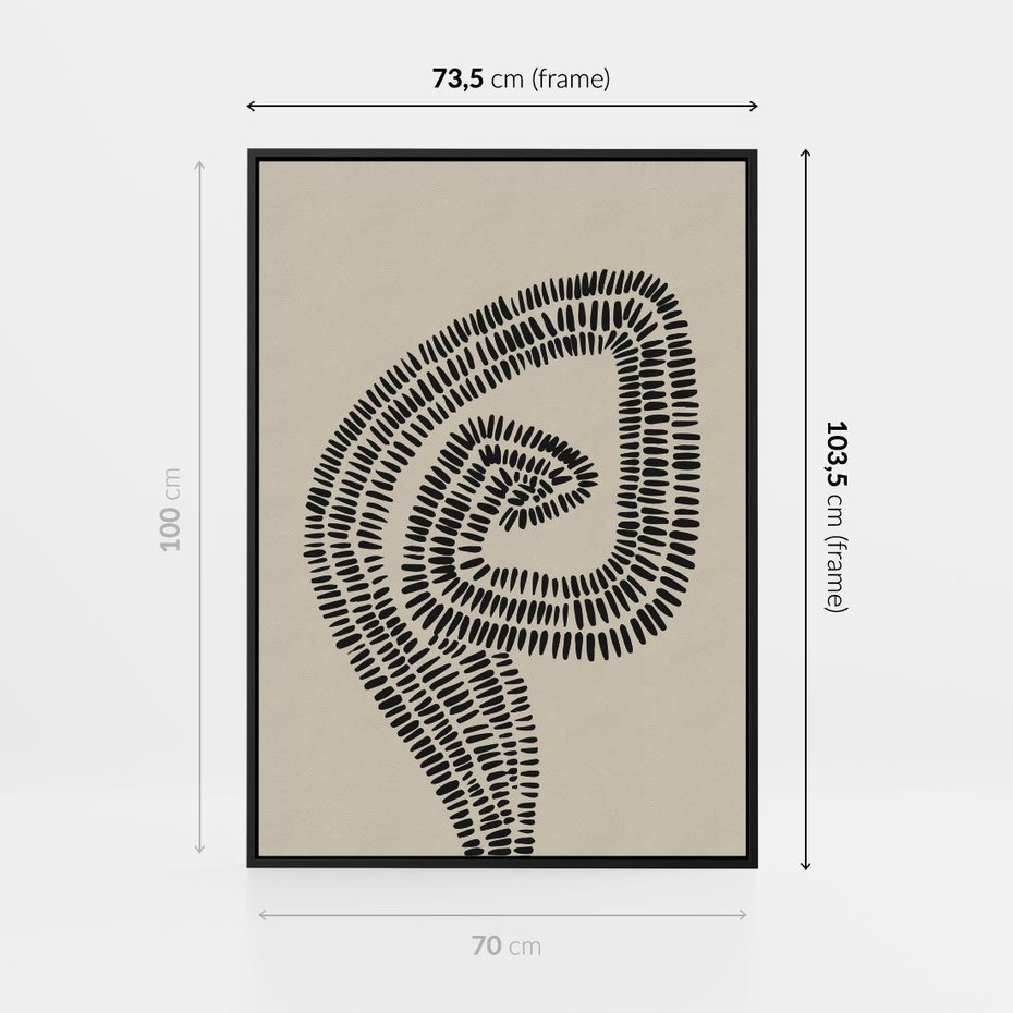 Obraz w ramie 70x100 - Nowoczesne Spektrum Wyobraźni - boho plakat, czarne kropki kreski - rama czarna