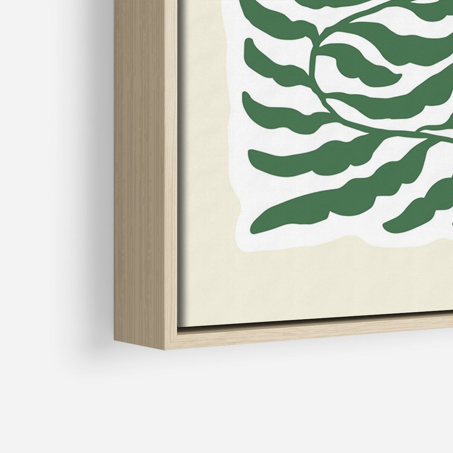 Obraz w ramie 80x120 - Migocące Wzory - abstrakcyjna kompozycja, paprocie - rama drewno