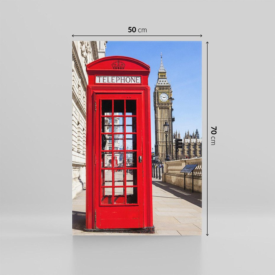 Obraz na płótnie 50x70 - Ikoniczna budka telefoniczna w Londynie - budka, telefoniczna
