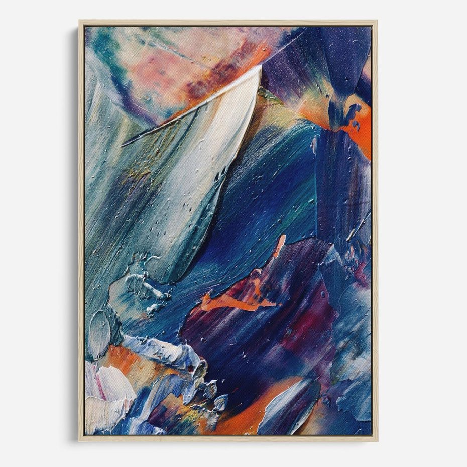 Obraz w ramie 70x100 - Rytmy ukrytych pragnień - chaos i abstrakcja, plamy koloru - rama drewno