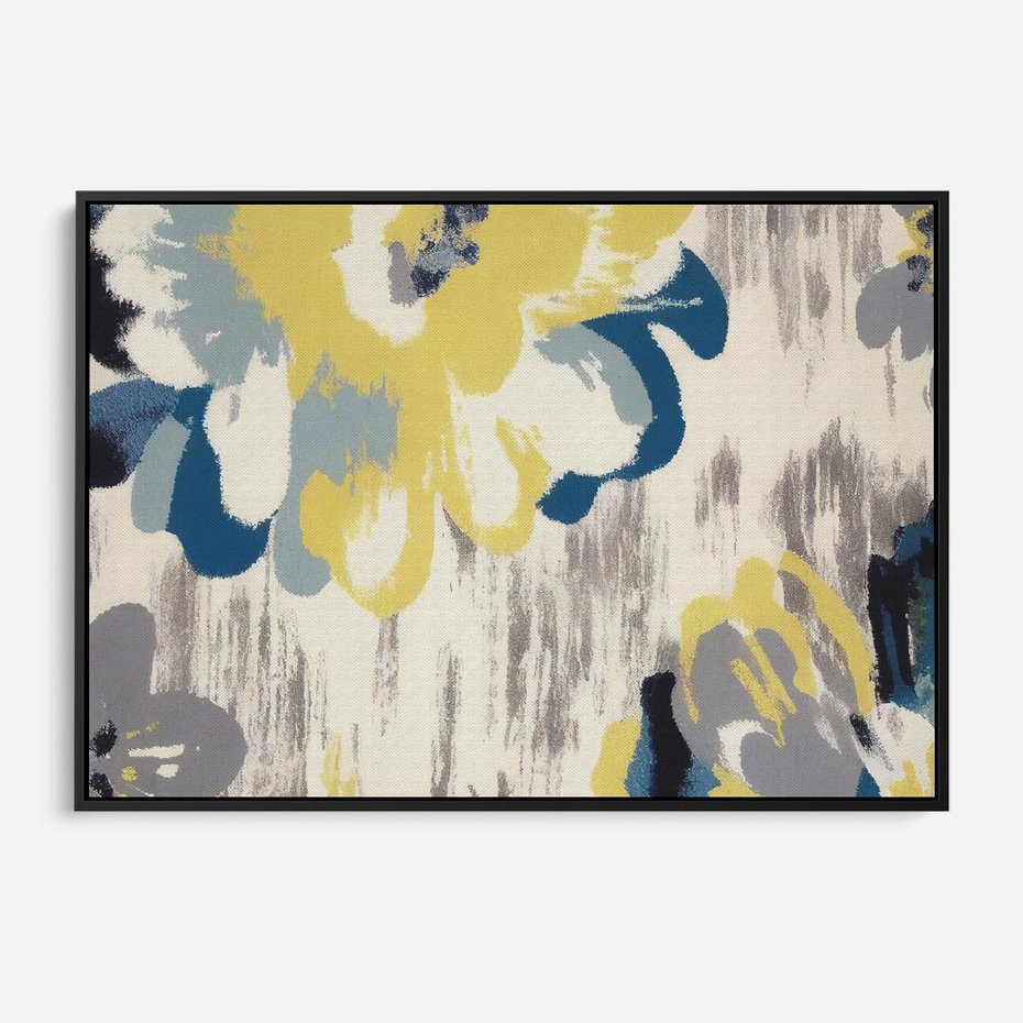 Obraz w ramie 100x70 - Kwiatowe Impresje - malowane duże kwiaty, kolory żółty - rama czarna