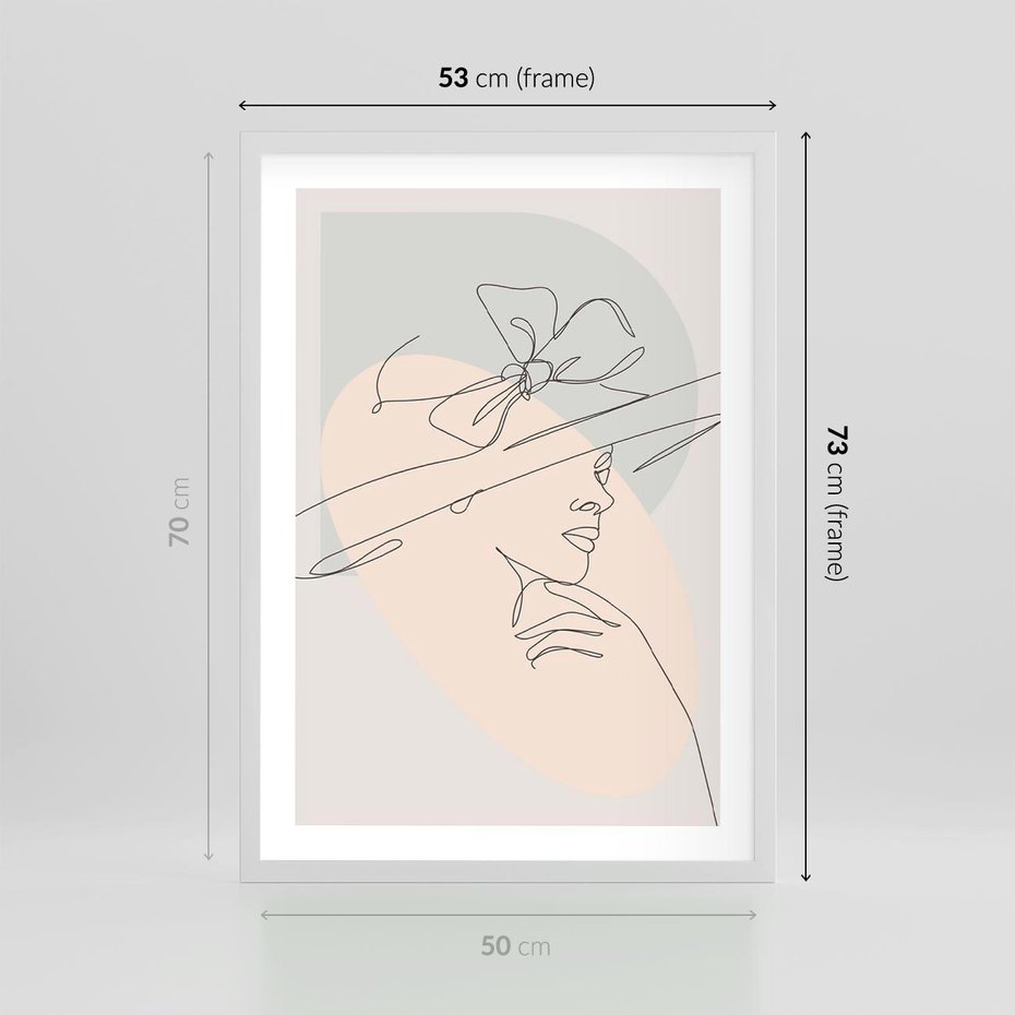 Plakat w ramie 50x70 - Twarz Kobiety w Pastelach - minimalistyczna grafika, pastelowe tłó - rama biała