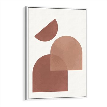 Obraz w ramie 80x120 - Harmonijne Widoki - abstrakcyjne geometryczne kształty, odcienie brązu i beżu - rama biała