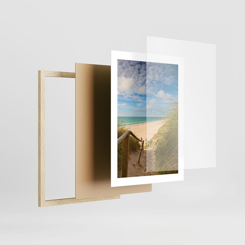 Plakat w ramie 30x40 - Spokojna plaża nad Bałtykiem - plaża, Bałtyk - rama drewno