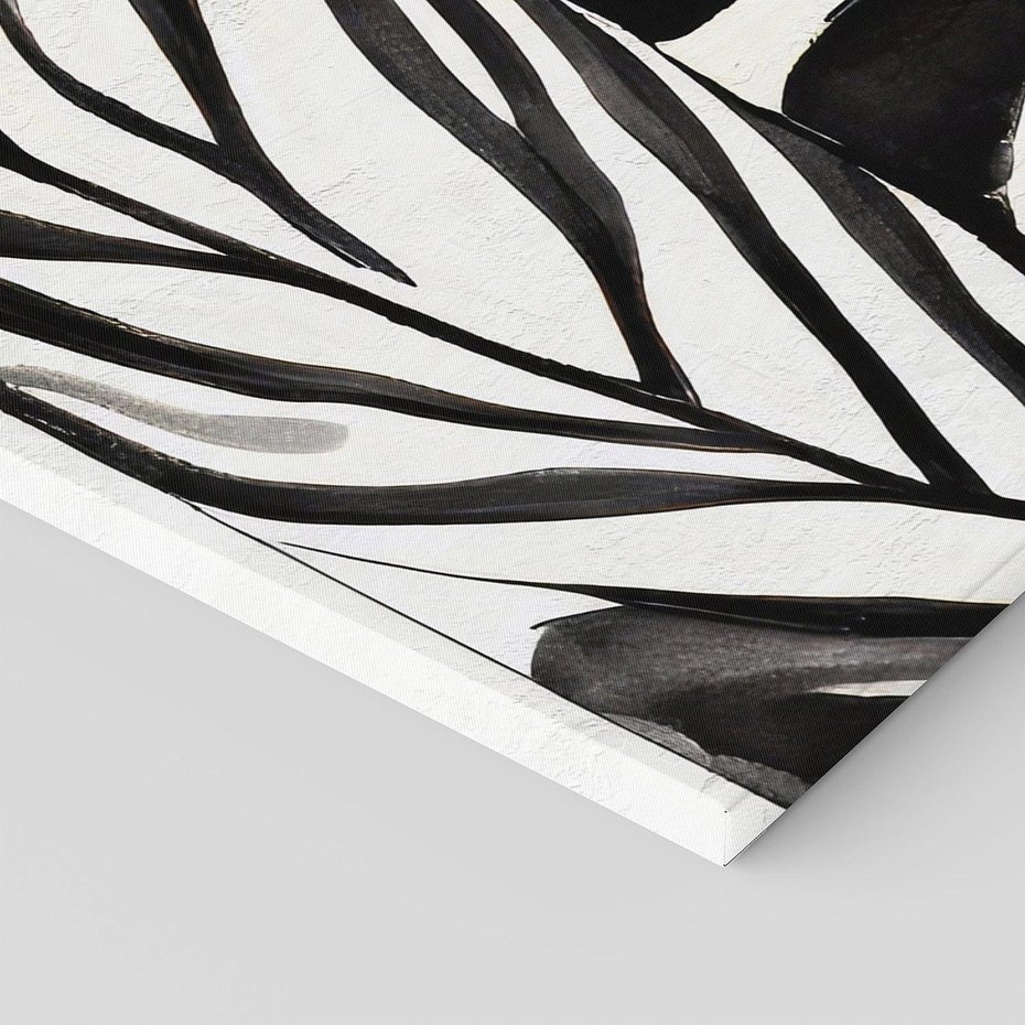 Obraz na płótnie 120x40 - Czarne Liście - akwarelowy obraz, czarno biały