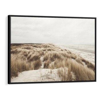 Obraz w ramie 70x50 - Nadmorskie Wydmy - fotografia, kolory sepii - rama czarna