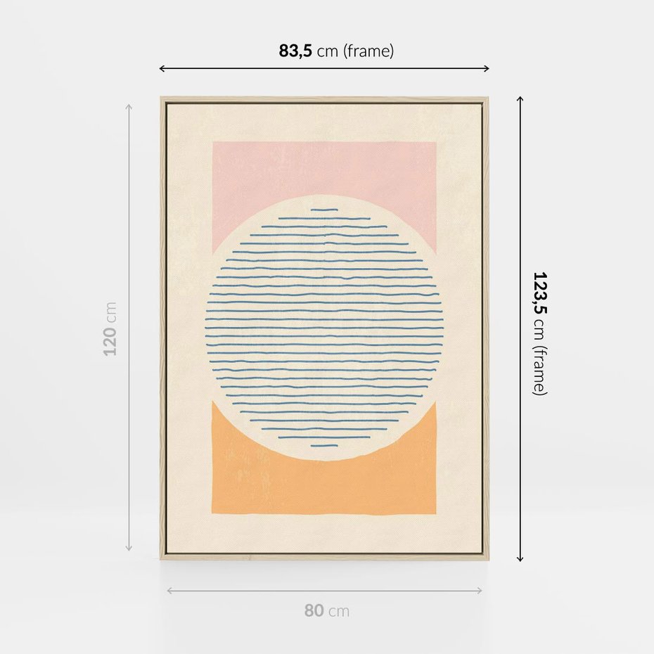 Obraz w ramie 80x120 - Rozbijająca Opowieść - geometryczne kształty, koła - rama drewno