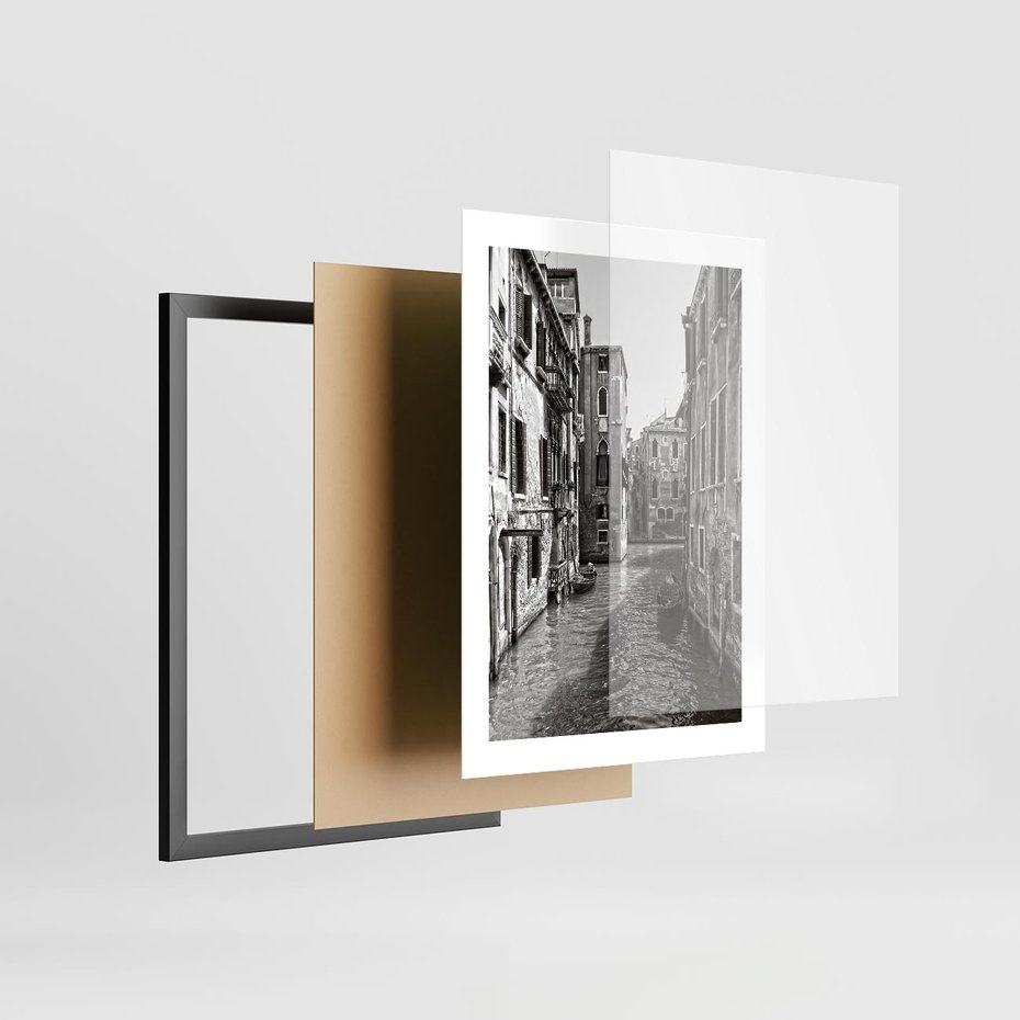 Plakat w ramie 30x40 - Zabłądzić w Wenecji - wenecja, kanały - rama czarna
