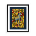 Plakat w ramie 40x50 - Wibracje Wyobraźni - zebra, granatowe tłó - rama czarna