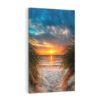 Obraz na płótnie 80x120 - Magia zachodu słońca na plaży - zachód, słońca