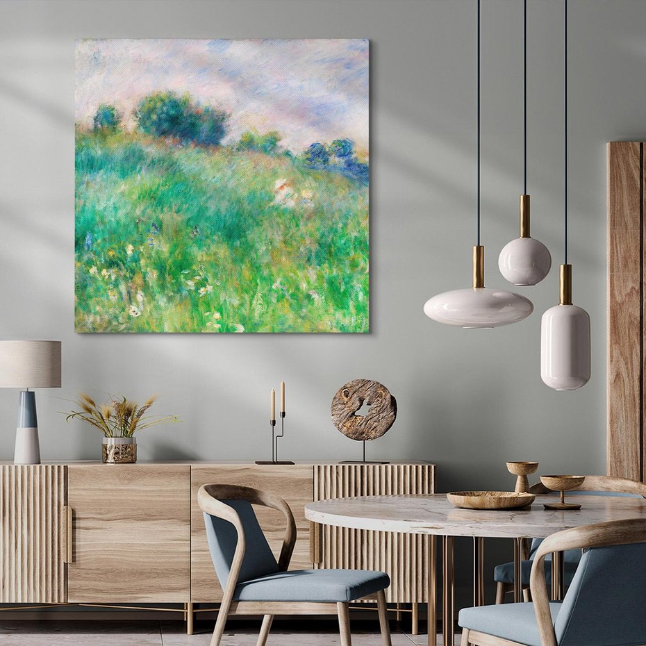 Obraz na płótnie 80x80 - "Łąka (La Prairie)" (1880) Pierre-Auguste Renoir - Reprodukcja - reprodukcja, obraz na płótnie