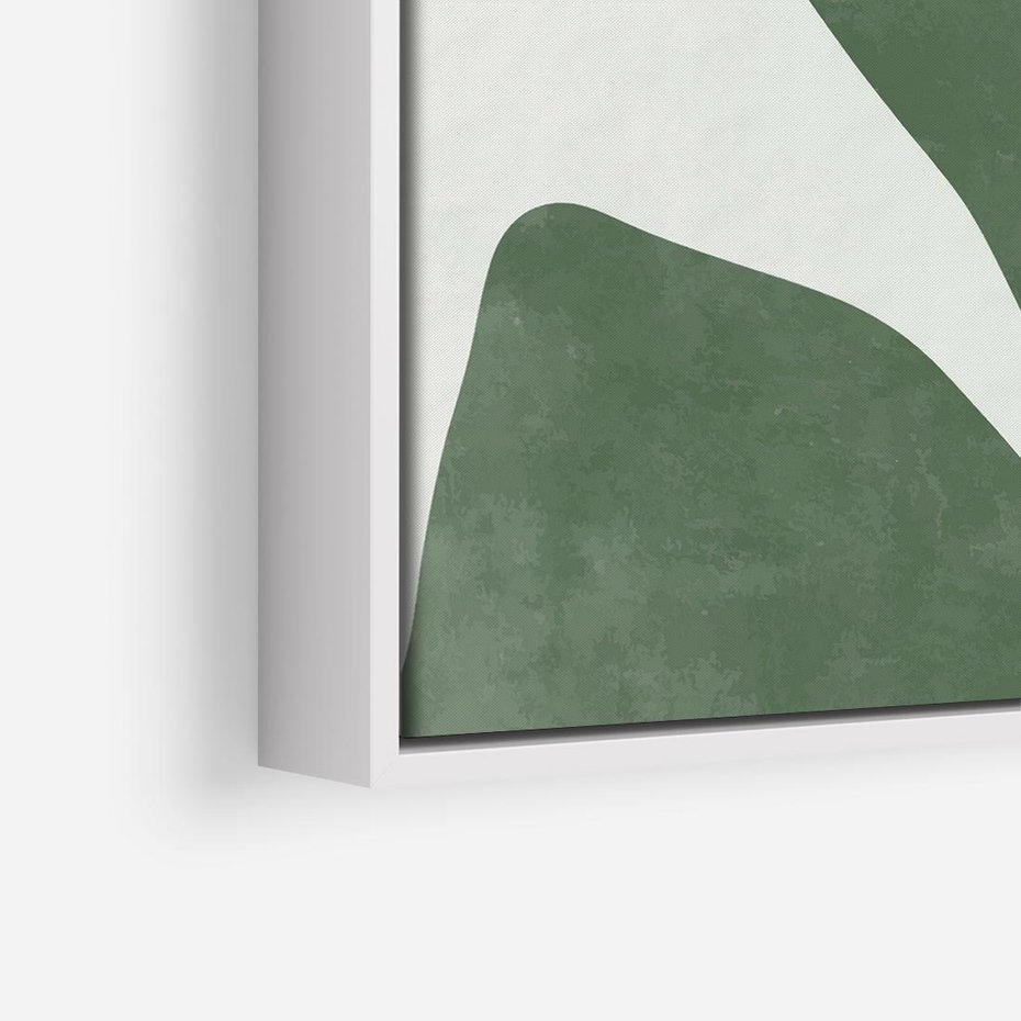 Obraz w ramie 80x80 - Oaza Harmonii - abstrakcyjny kształt, zielony plakat - rama biała