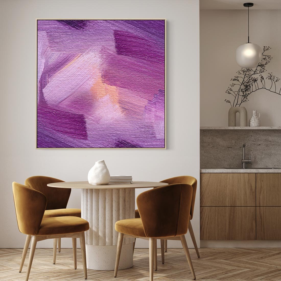 Obraz w ramie 50x50 - Abstrakcyjna gra kolorów - abstrakcja, akwarela - rama drewno