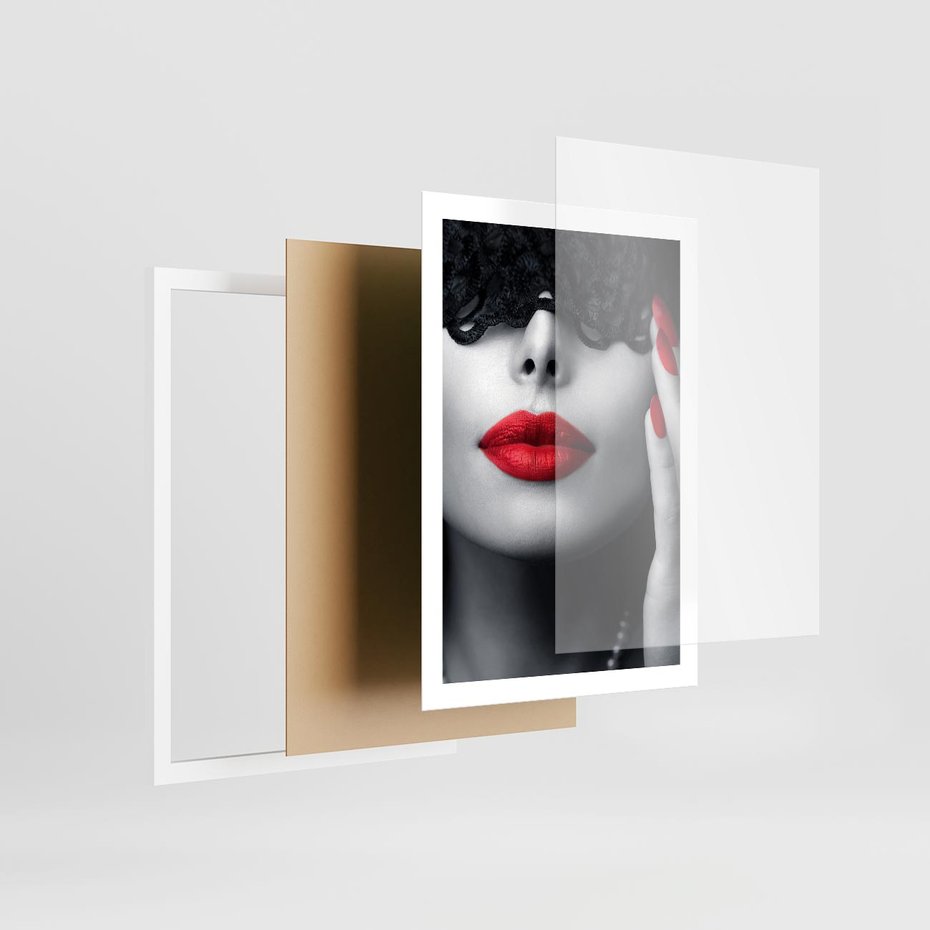 Plakat w ramie 50x70 - Piękno usta i szminka - usta, szminka - rama biała