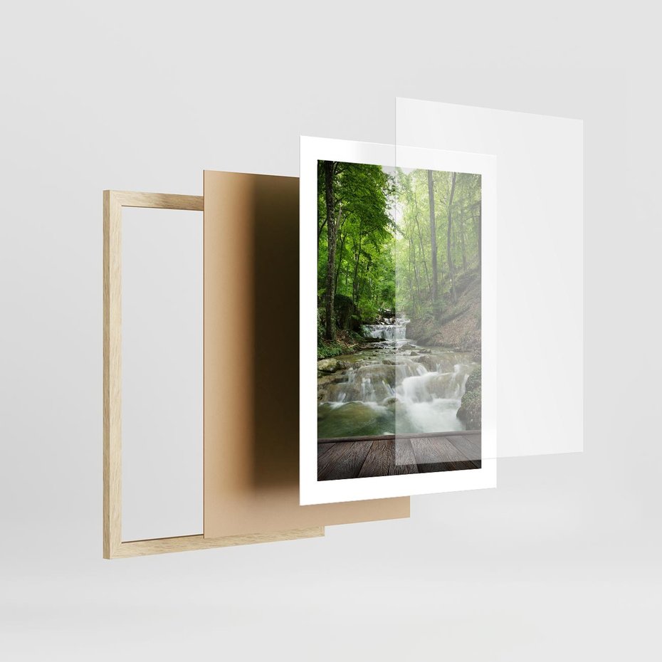 Plakat w ramie 30x40 - Plączący się strumień - rzeka, strumień - rama drewno