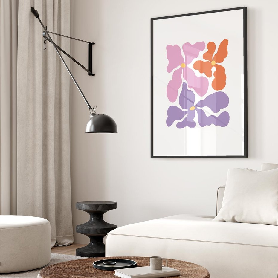 Plakat bez ramy 50x70 - Bezgraniczne Wibracje - abstrakcyjne kolorowe kwiaty, minimlizm