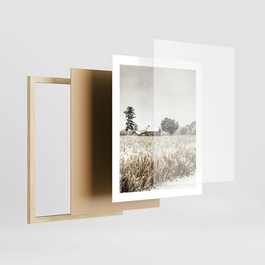Plakat w ramie 40x50 - Idylliczna Zima - zima, krajobraz zimowy - rama drewno